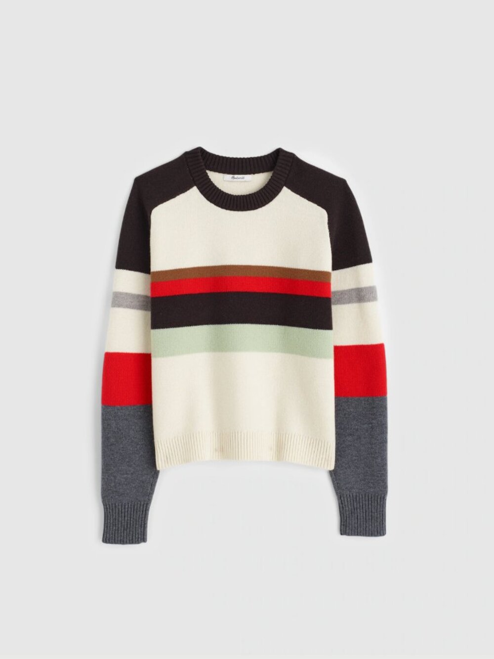 Madewell Raglan-Sleeve Sweater in Colorblock Merino Wool